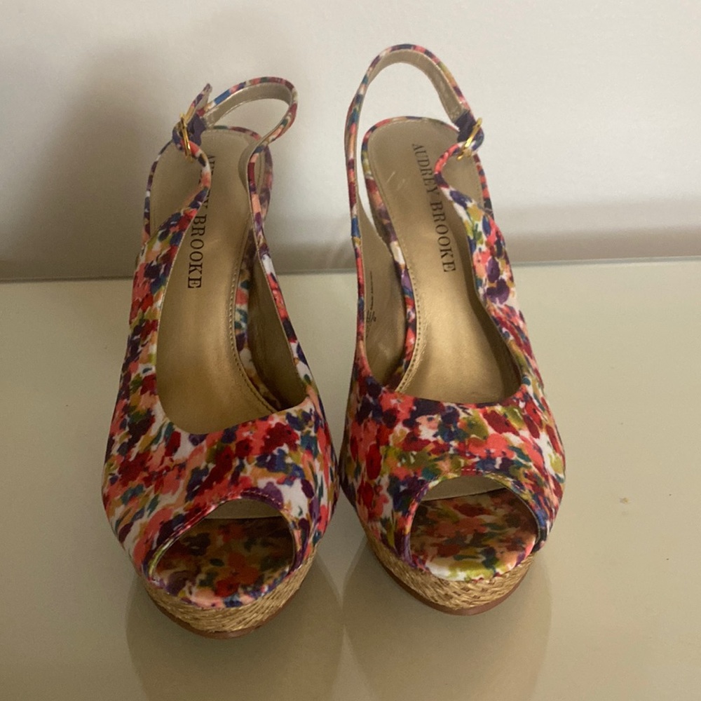 Audrey Brooke floral wedges